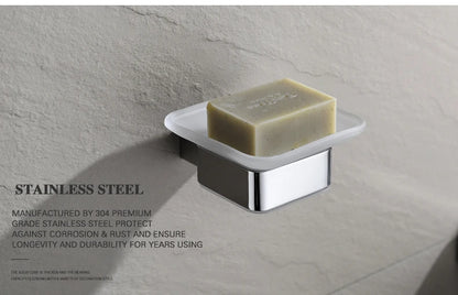 Accessoires de Salle de Bain en Acier Inoxydable - Set Étagère & Crochets