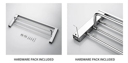 Accessoires de Salle de Bain en Acier Inoxydable - Set Étagère & Crochets