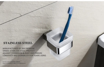 Accessoires de Salle de Bain en Acier Inoxydable - Set Étagère & Crochets