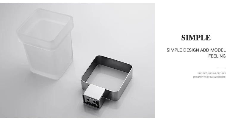 Accessoires de Salle de Bain en Acier Inoxydable - Set Étagère & Crochets