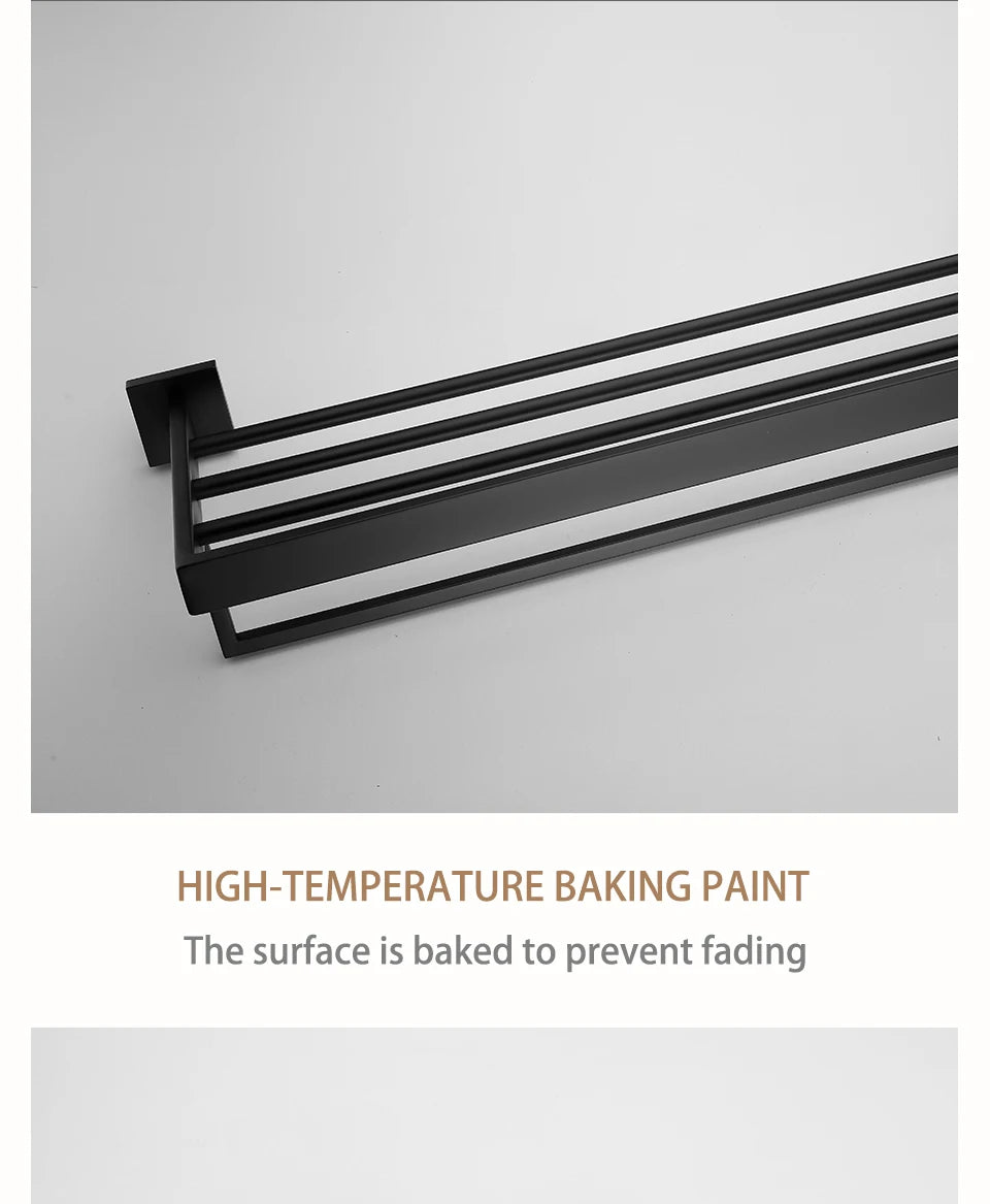 Kit Accessoires HOHardware Noir Mat : Étagère, Porte-Serviettes et Plus