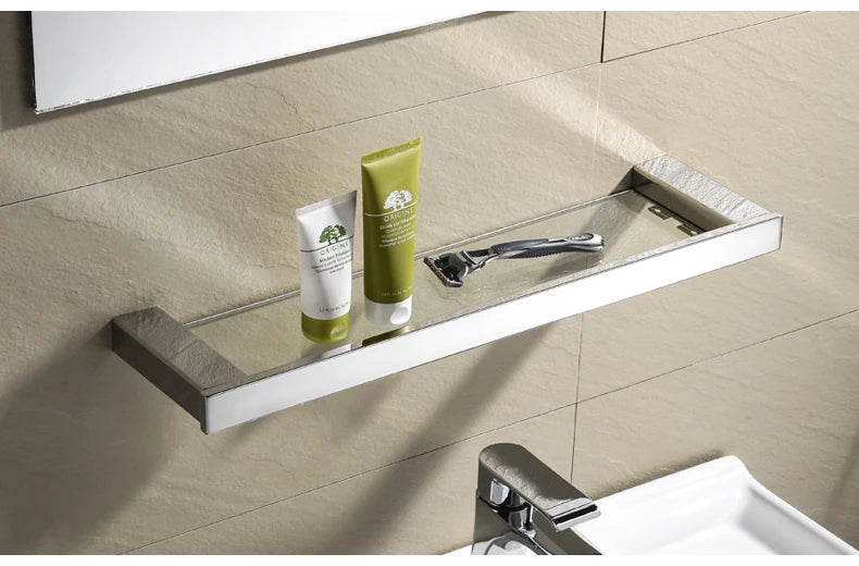 Accessoires de Salle de Bain en Acier Inoxydable - Set Étagère & Crochets