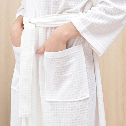 Robe de bain gaufrée unisexe - Peignoirs confortables pour la douche