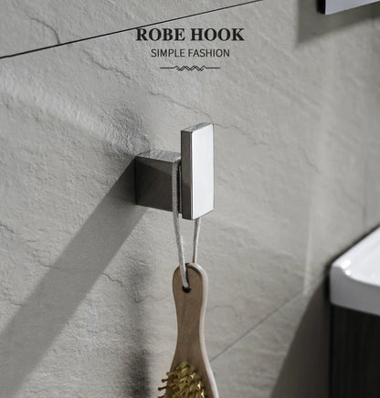 Accessoires de Salle de Bain en Acier Inoxydable - Set Étagère & Crochets