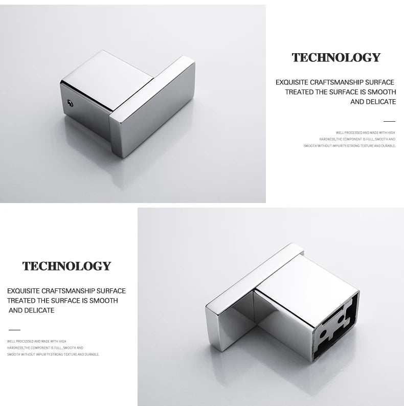 Accessoires de Salle de Bain en Acier Inoxydable - Set Étagère & Crochets