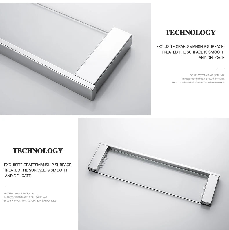 Accessoires de Salle de Bain en Acier Inoxydable - Set Étagère & Crochets