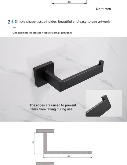 Kit Accessoires HOHardware Noir Mat : Étagère, Porte-Serviettes et Plus