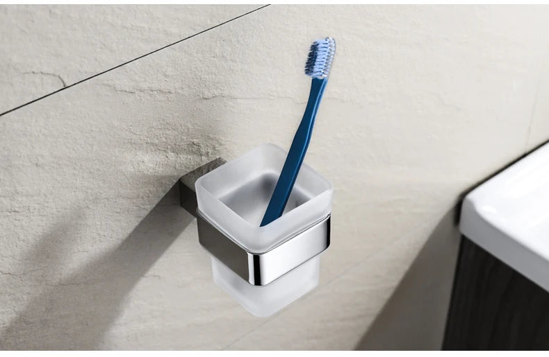 Accessoires de Salle de Bain en Acier Inoxydable - Set Étagère & Crochets