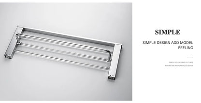 Accessoires de Salle de Bain en Acier Inoxydable - Set Étagère & Crochets