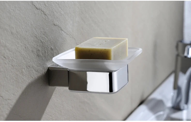 Accessoires de Salle de Bain en Acier Inoxydable - Set Étagère & Crochets