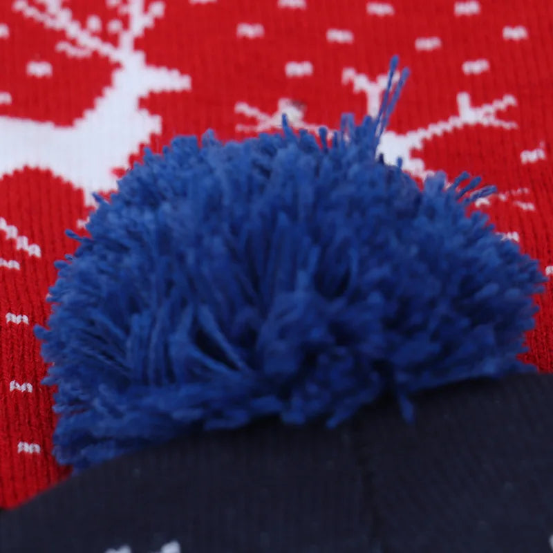Chapeau de Noël LED Clignotant - Bonnet Tricoté Bonhomme de Neige