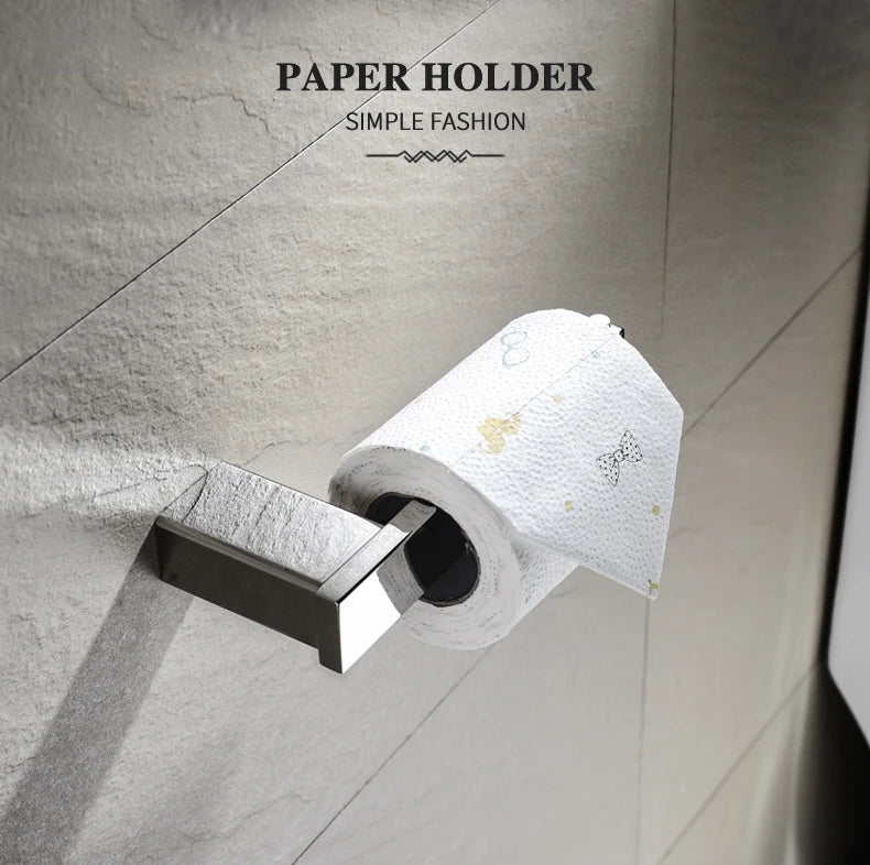 Accessoires de Salle de Bain en Acier Inoxydable - Set Étagère & Crochets