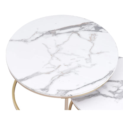 Table d'Appoint Ronde en Marbre Nordique - Luxe 60cm/80cm