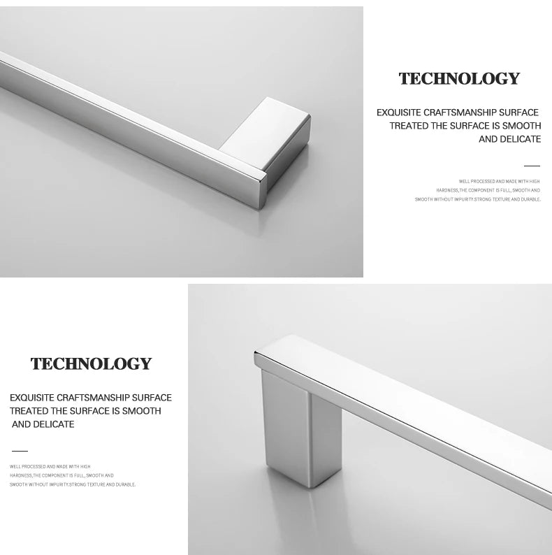 Accessoires de Salle de Bain en Acier Inoxydable - Set Étagère & Crochets