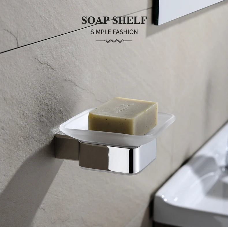 Accessoires de Salle de Bain en Acier Inoxydable - Set Étagère & Crochets