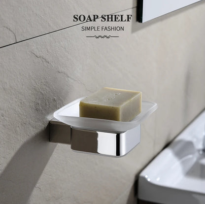 Accessoires de Salle de Bain en Acier Inoxydable - Set Étagère & Crochets