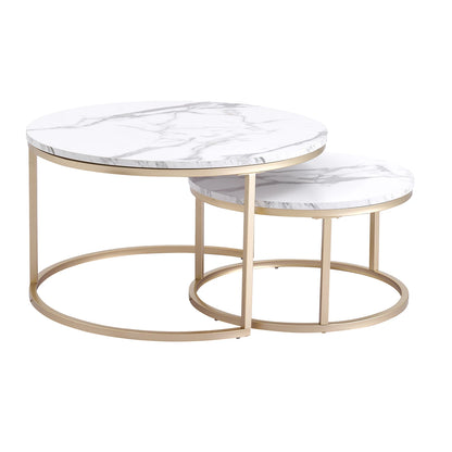 Table d'Appoint Ronde en Marbre Nordique - Luxe 60cm/80cm