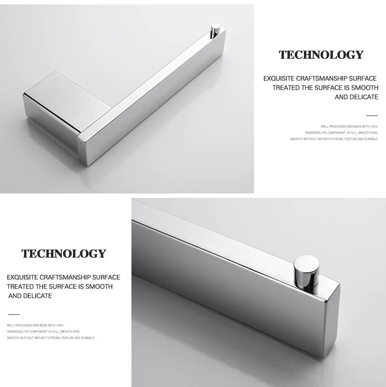 Accessoires de Salle de Bain en Acier Inoxydable - Set Étagère & Crochets