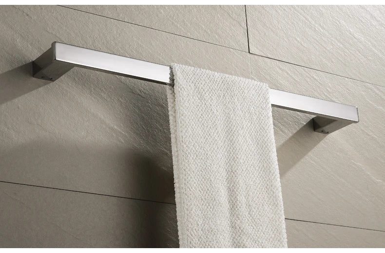 Accessoires de Salle de Bain en Acier Inoxydable - Set Étagère & Crochets