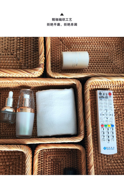 Panier en osier tissé à la main - rangement fruits et cosmétiques