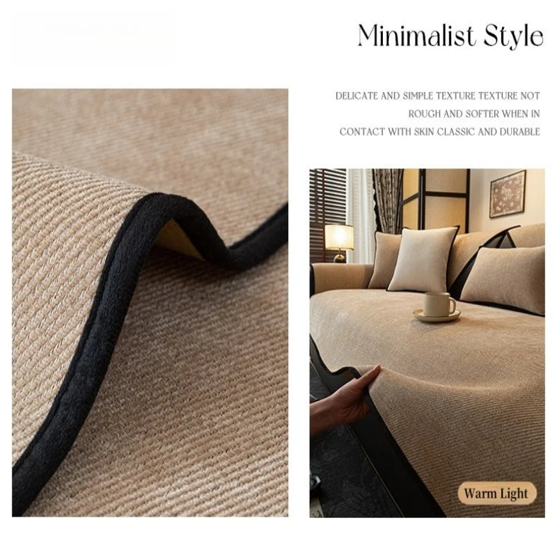 Housse de canapé en Chenille Sergé Antidérapante - Style Minimaliste