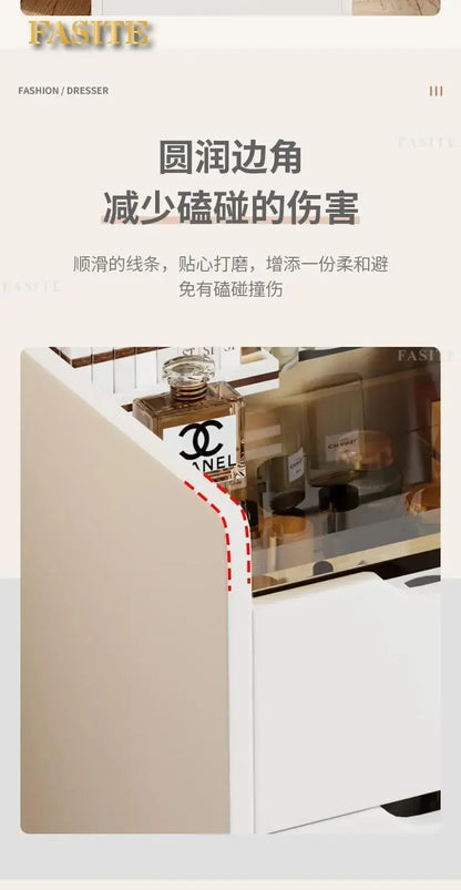 Commode moderne crème 48CM - Table de maquillage et rangement