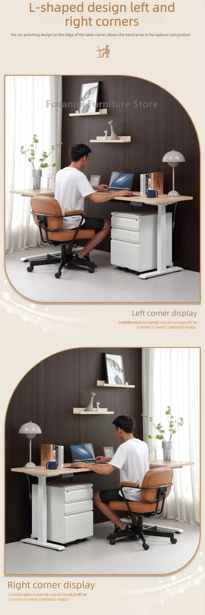 Bureau debout électrique L, réglable, moderne pour bureau et étude
