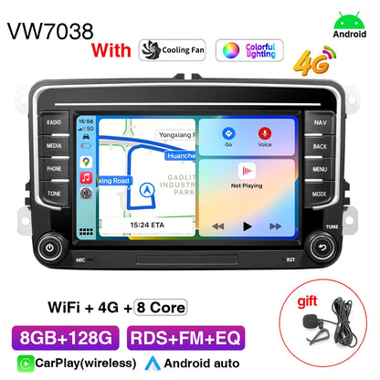 Autoradio GPS Android 13 pour VW, Skoda, Golf, Passat - 2Din