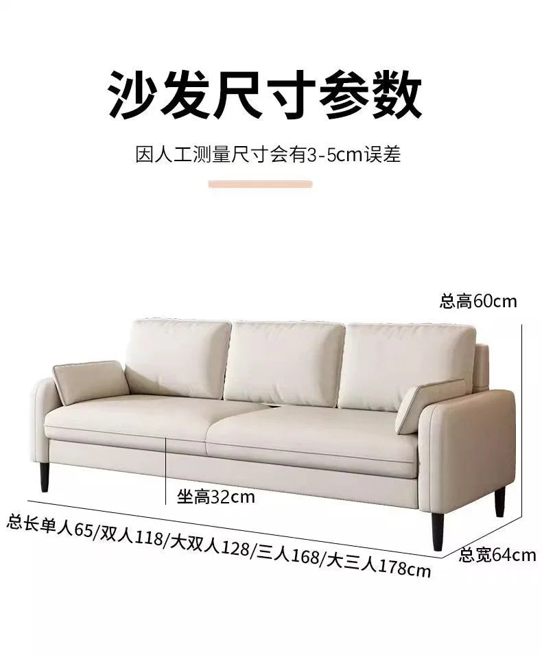 Salon de luxe léger, petite chambre à coucher, appartement, location, magasin de vêtements, salon de réception, canapé double en tissu pour trois personnes