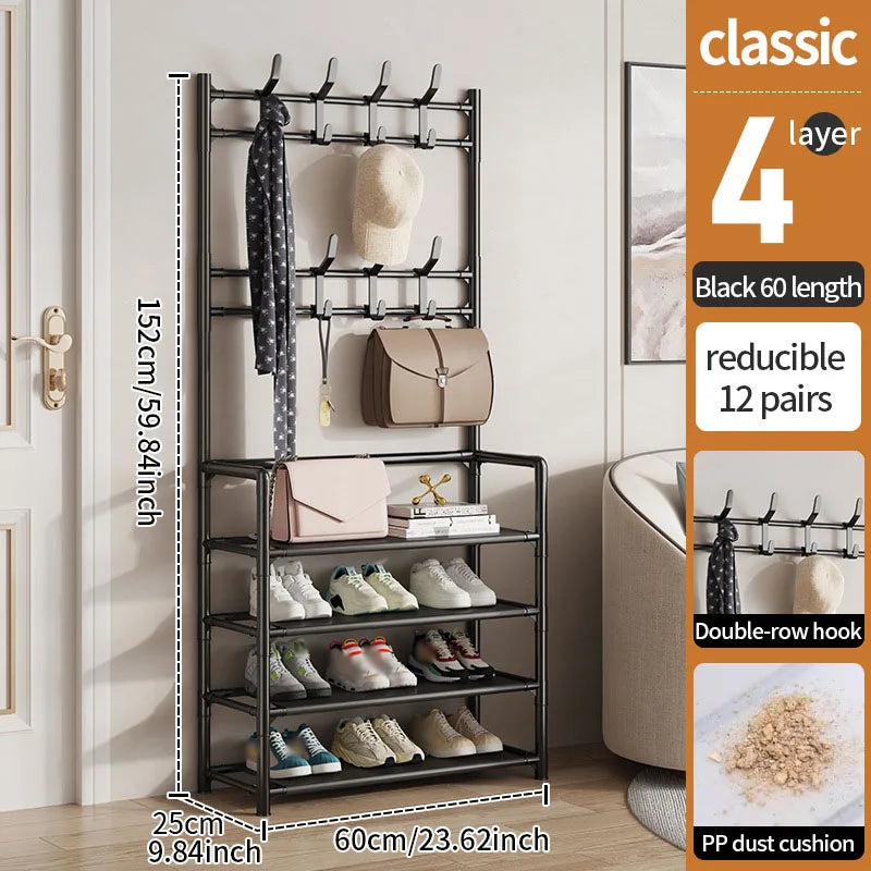 Cintre multicouche et étagère à chaussures en bois pour un rangement pratique