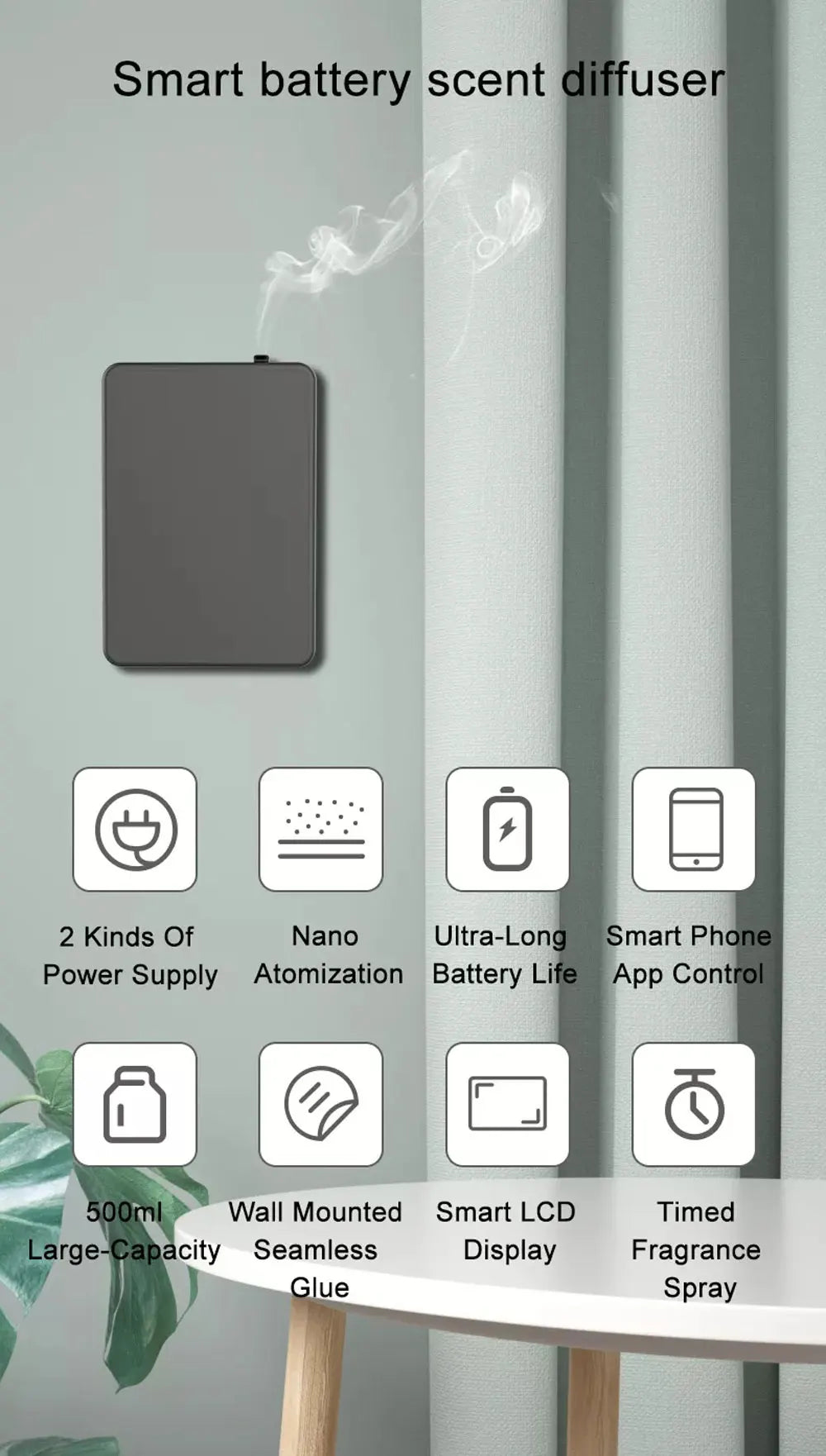 Diffuseur de Parfum Intelligent 500ML - Désodorisant Sans Eau