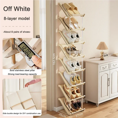 Étagère à chaussures empilable étroite pour un rangement optimal