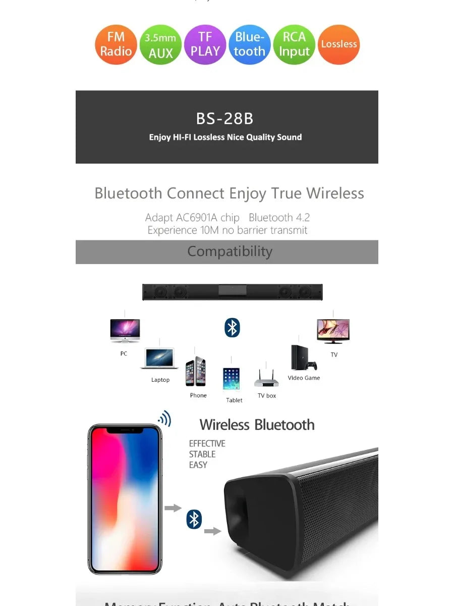 Haut-parleur Bluetooth puissant pour TV, ordinateur et voiture