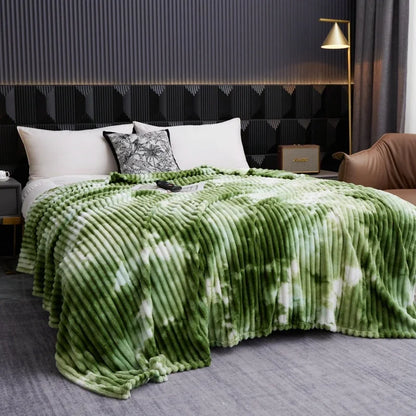 Couverture polaire chaude pour lit - Flanelle teinture par nouage