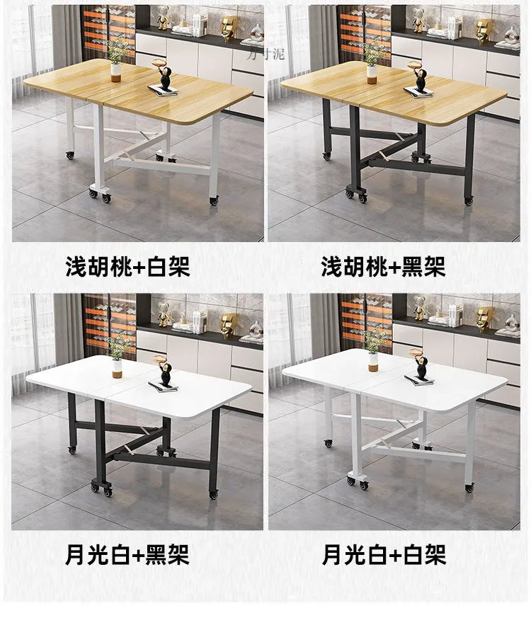 Table à manger pliante en roche, mobile et multifonctionnelle