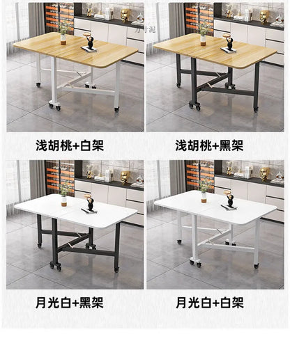 Table à manger pliante en roche, mobile et multifonctionnelle