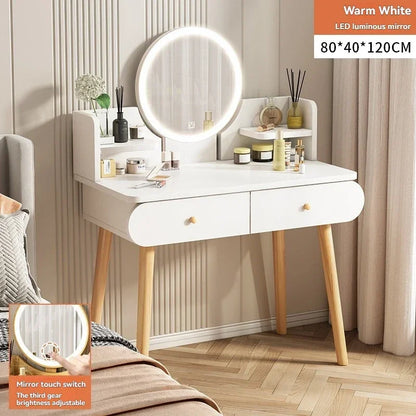 Coiffeuse moderne avec miroir et rangement, petite et élégante