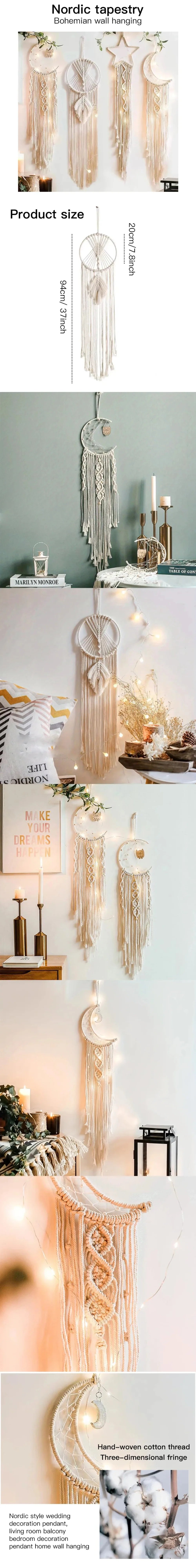 Macramé mural lune pour chambre d'enfant - Décor bohème nordique