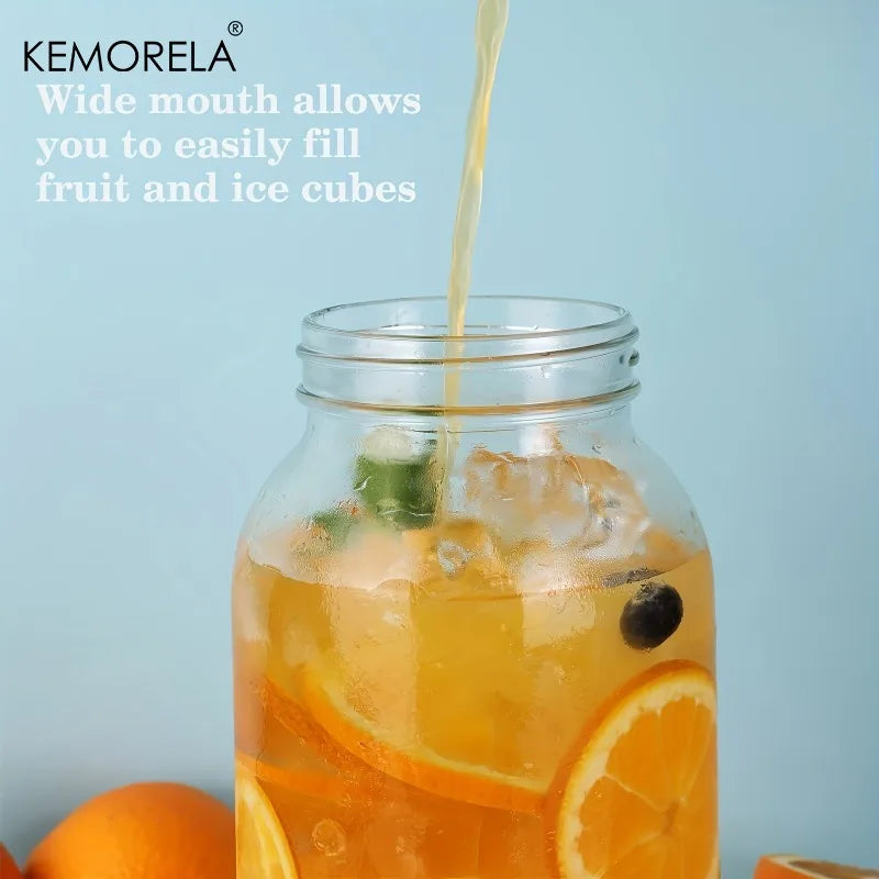 KEMORELA Pichet en Verre 64Oz avec Poignée et Couvercle - Ensemble Pratique