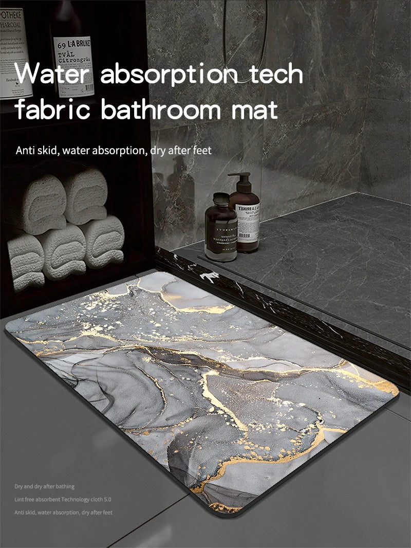 Tapis de Bain en Diatomite Antidérapant - Séchage Rapide & Lavable