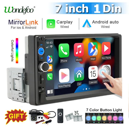 Autoradio 7 pouces 1 Din Carplay & Android Auto - Écran Tactile HD