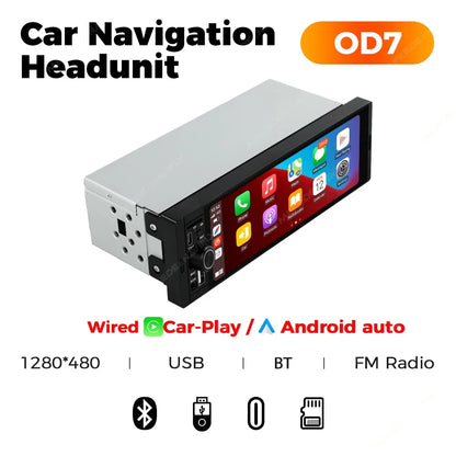 Autoradio 1Din sans fil CarPlay & Android Auto - Écran 6.86'' HD