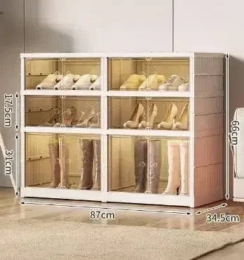 Boîte de rangement à chaussures pliable en plastique transparente