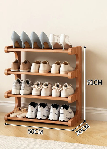 Étagère à chaussures en bois multi-niveaux pour rangement pratique