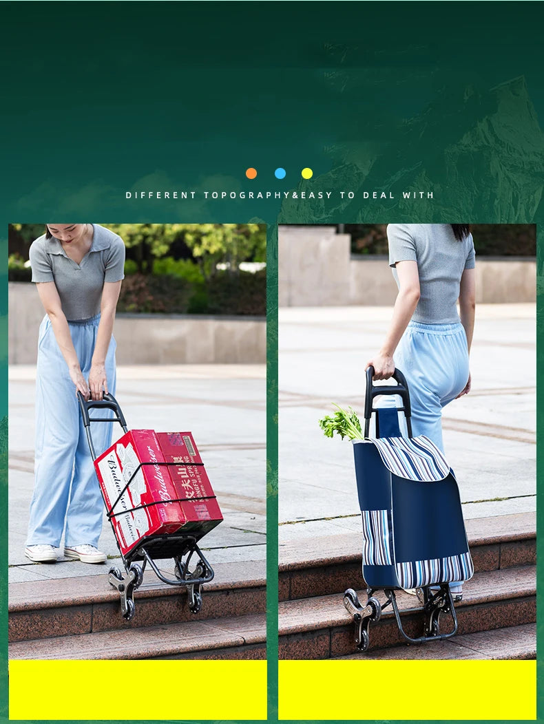 Chariot d'épicerie léger et pliable pour escalier - Idéal voyage