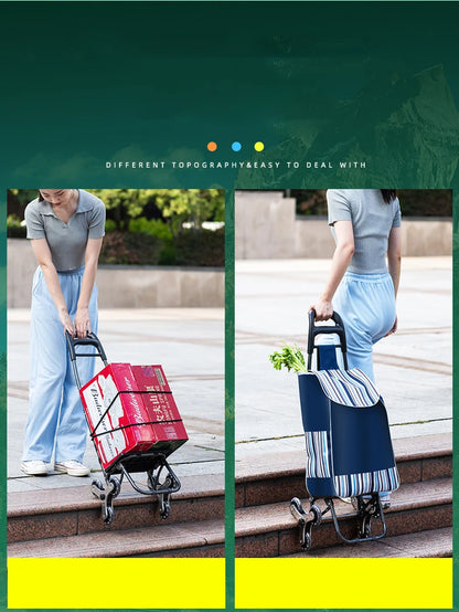 Chariot d'épicerie léger et pliable pour escalier - Idéal voyage