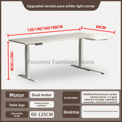 Bureau debout électrique L, réglable, moderne pour bureau et étude