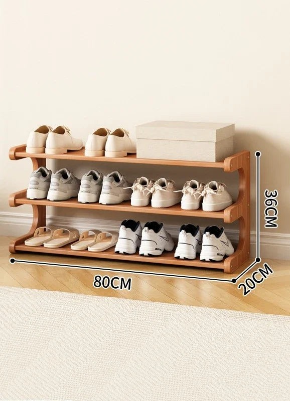Étagère à chaussures en bois multi-niveaux pour rangement pratique