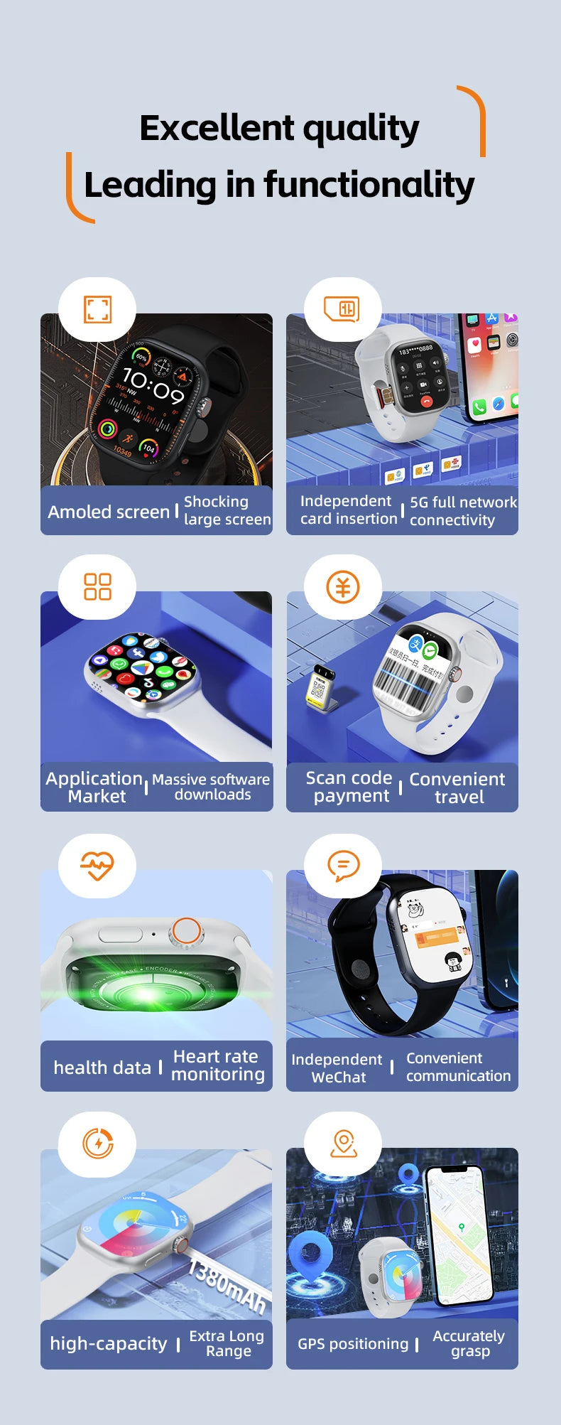 Montre CD99 5G AMOLED 2,29'' - Smartwatch avec caméra rotative