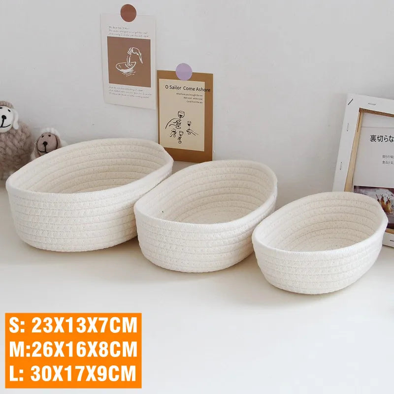 Paniers de rangement en corde de coton pour bureau et cosmétiques